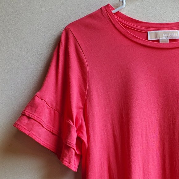 MICHAEL Michael Kors Hot Pink Ruffled Short Sleeve T-Shirt Size Small - Picture 7 of 16